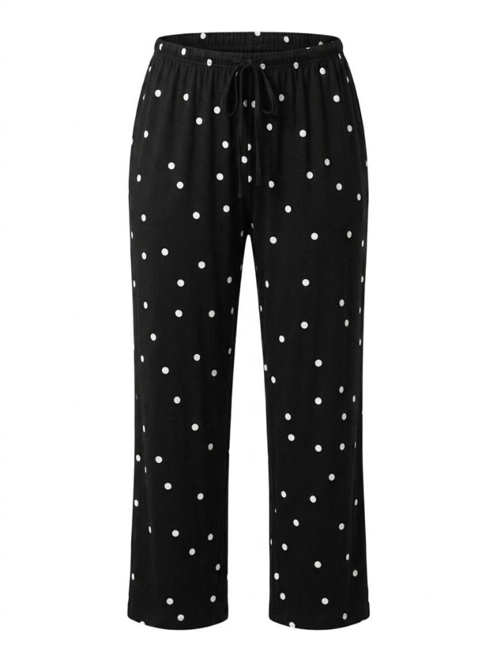 NWT Ellen Tracy Pajama Pants Sz L Black White Polka Dot Drawstring N8715331